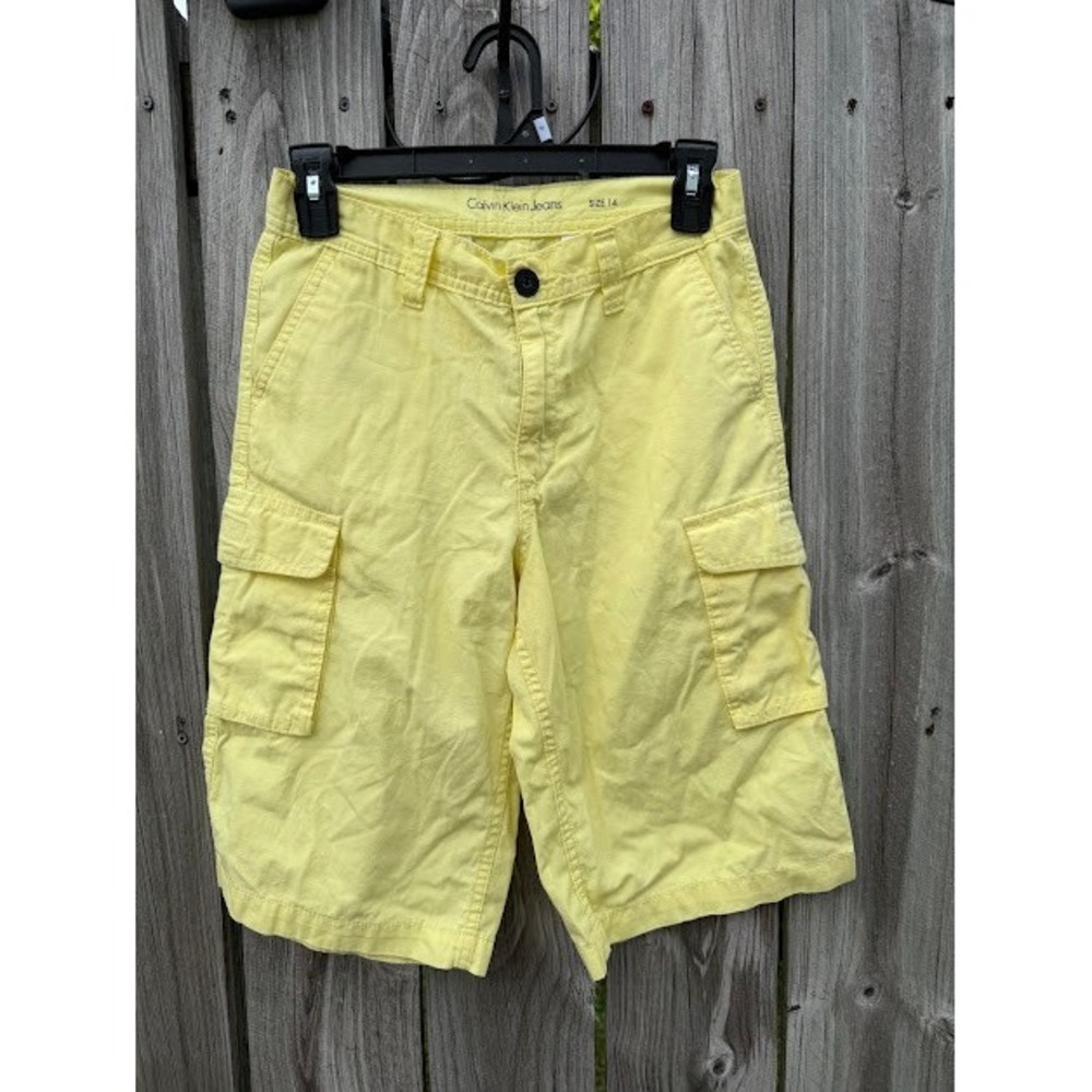 Utility Calvin Klein Jeans Cargo Shorts Womens 14 Yellow Cotton Casual Outdoor